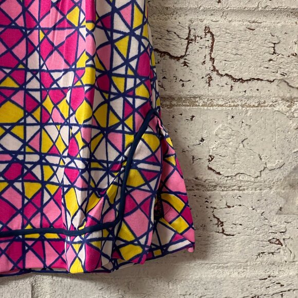 Vintage Y2K Vassarette Geometric Print Mini Skirt – Pink, Yellow, & Blue Retro - Picture 3 of 9